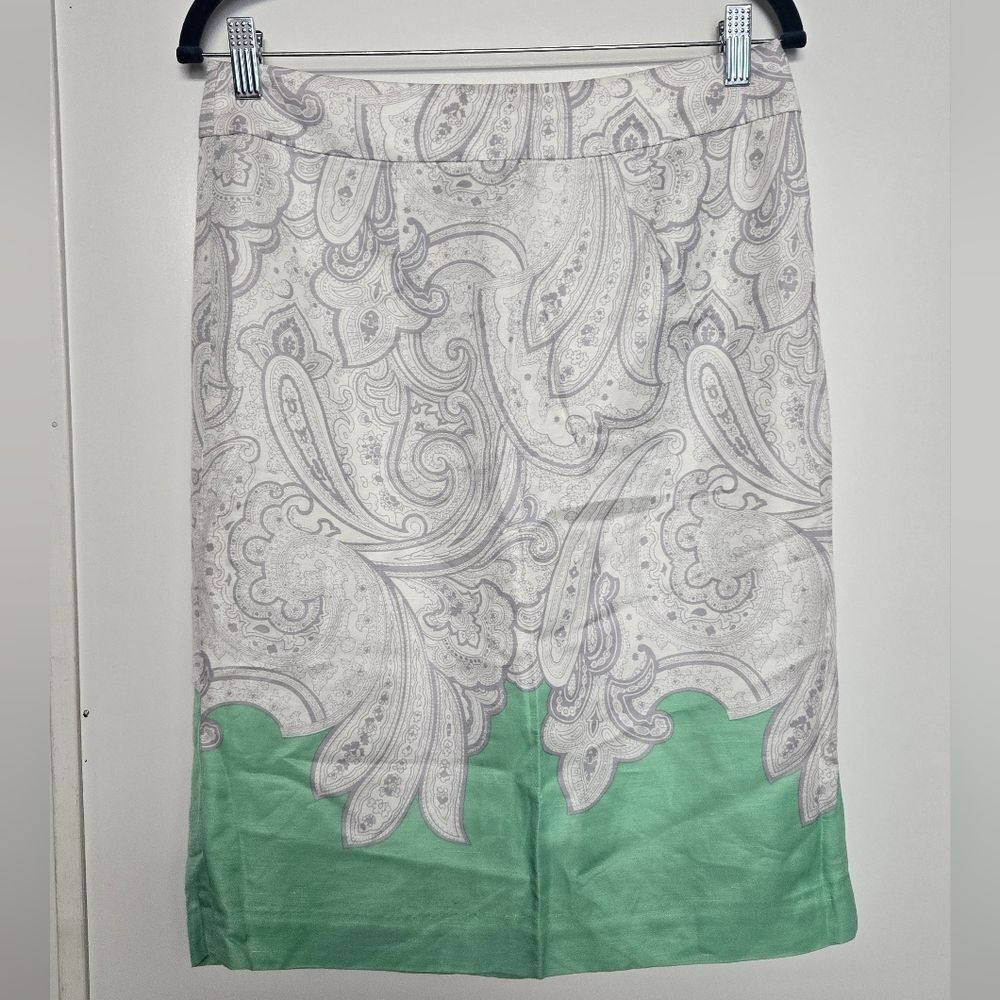 Banana Republic Paisley Print Rayon Linen Blend Lined Pencil Skirt Sz M